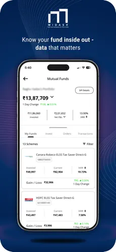 Top holdings screen showing individual investment performance and weight in portfolio