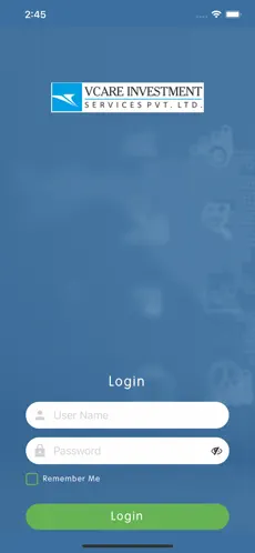 Vcare Investment home screen showing mutual fund distributor dashboard and total AUM